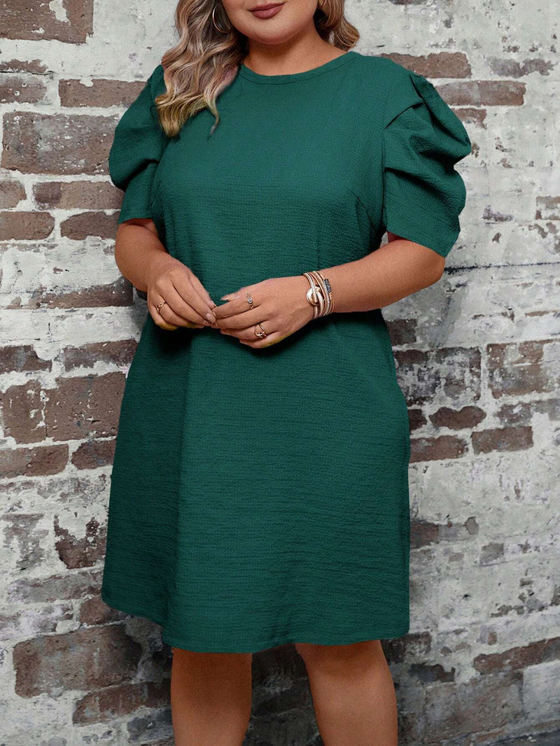 Vestido Lilian Plus-Size Manga Bufante - Tiffani Moda Feminina