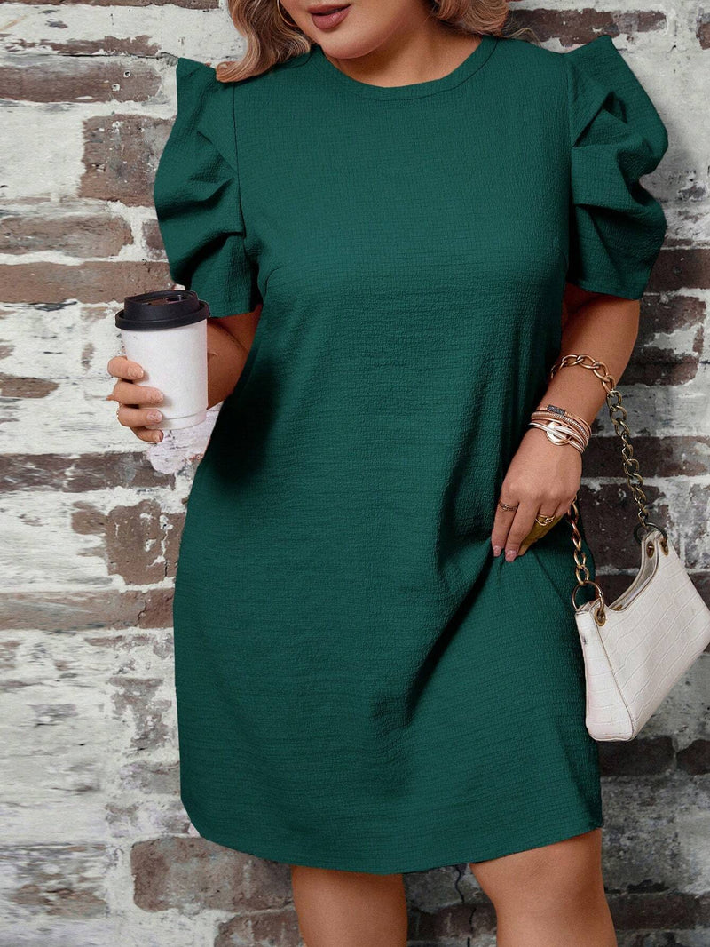 Vestido Lilian Plus-Size Manga Bufante - Tiffani Moda Feminina