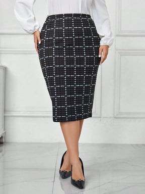 Classic Saia Plus Size Xadrez - Tiffani Moda Feminina