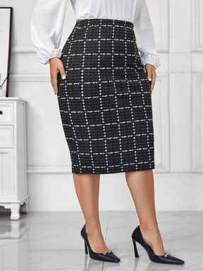 Classic Saia Plus Size Xadrez - Tiffani Moda Feminina