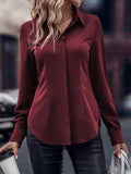 Camisa Merien De Manga Longa De Cor Sólida - Tiffani Moda Feminina