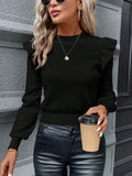 Suéter Moann Justo Babado No Ombro - Tiffani Moda Feminina