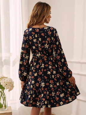 Vestido com estampa floral com cinto - Tiffani Moda Feminina