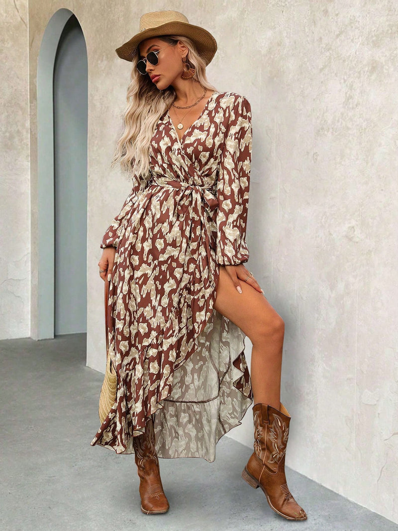 Vestido Clasic Com Cinto Manga Longa