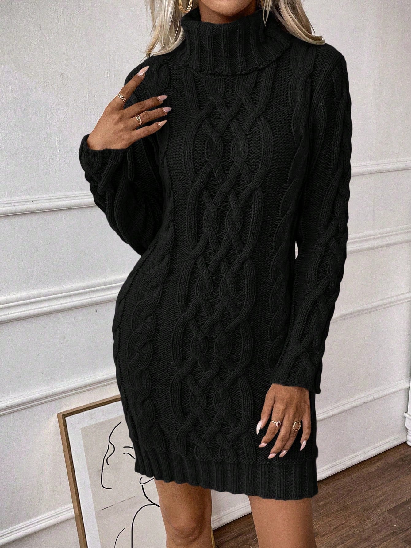 Vestido De Tricô Beatriz Gola Alta