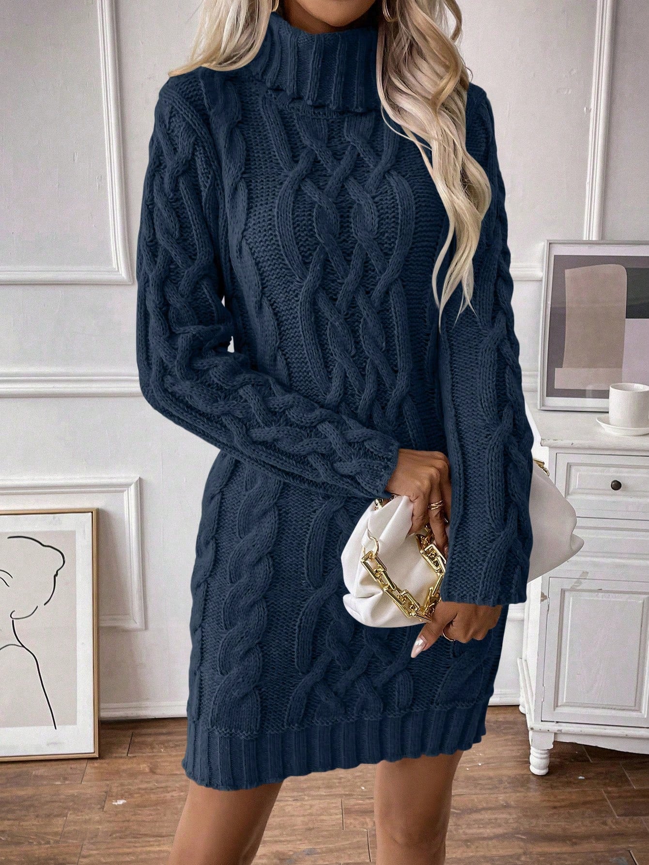 Vestido De Tricô Beatriz Gola Alta