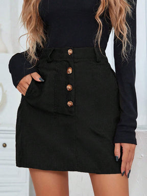 Saia Line De Botões Frontais - Tiffani Moda Feminina