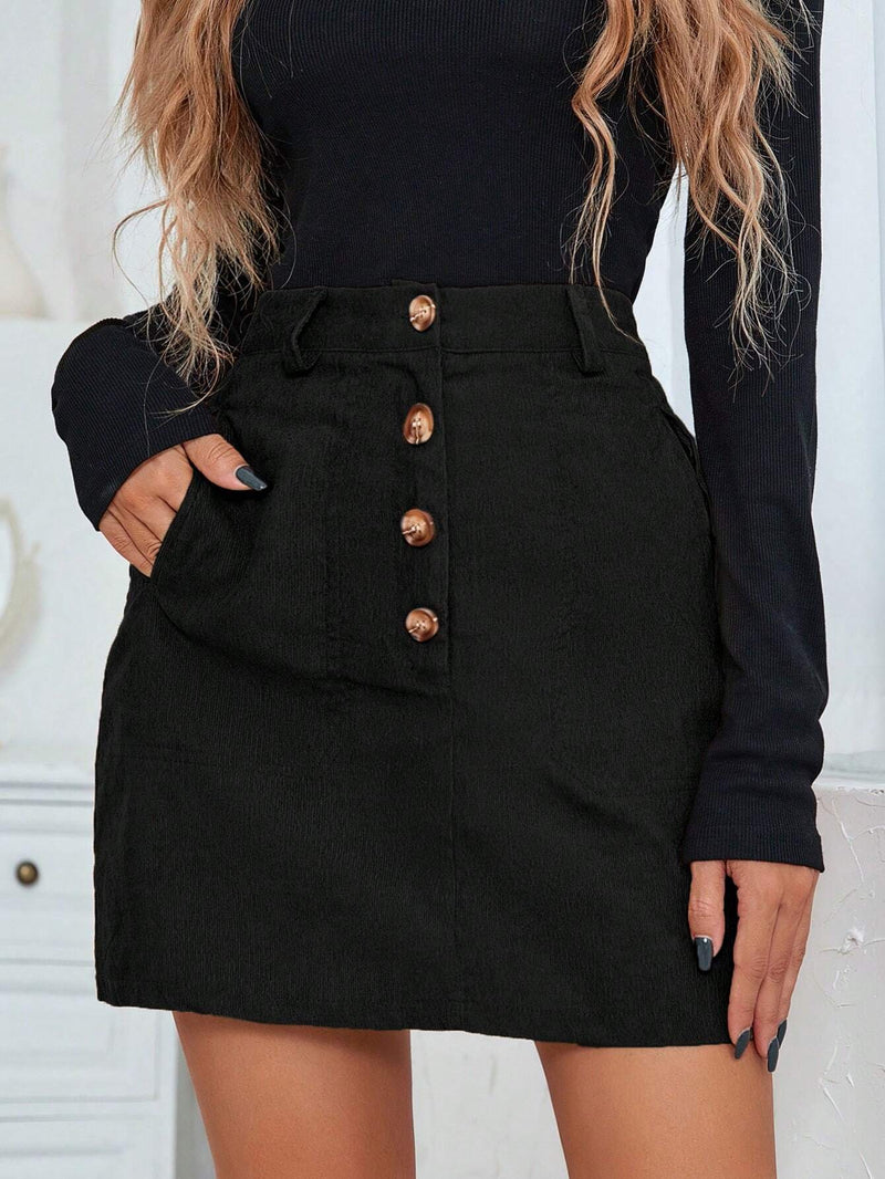 Saia Line De Botões Frontais - Tiffani Moda Feminina