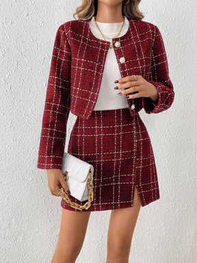 Conjunto Isabel Jaqueta E Saia Xadrez