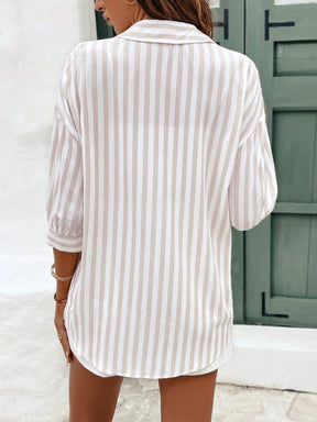 Camisa Bevely Listrada De Manga Comprida - Tiffani Moda Feminina