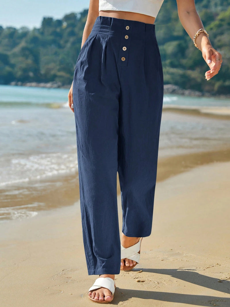 Calça Alfaiataria Francy Plissado Cintura Alta - Tiffani Moda Feminina