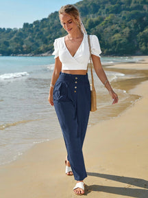 Calça Alfaiataria Francy Plissado Cintura Alta - Tiffani Moda Feminina