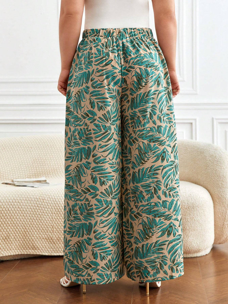 Calça Francy Plus-Size Estampa Tropical - Tiffani Moda Feminina
