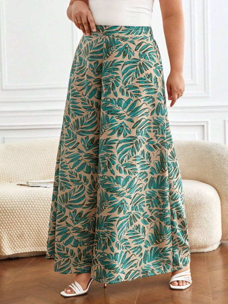 Calça Francy Plus-Size Estampa Tropical - Tiffani Moda Feminina