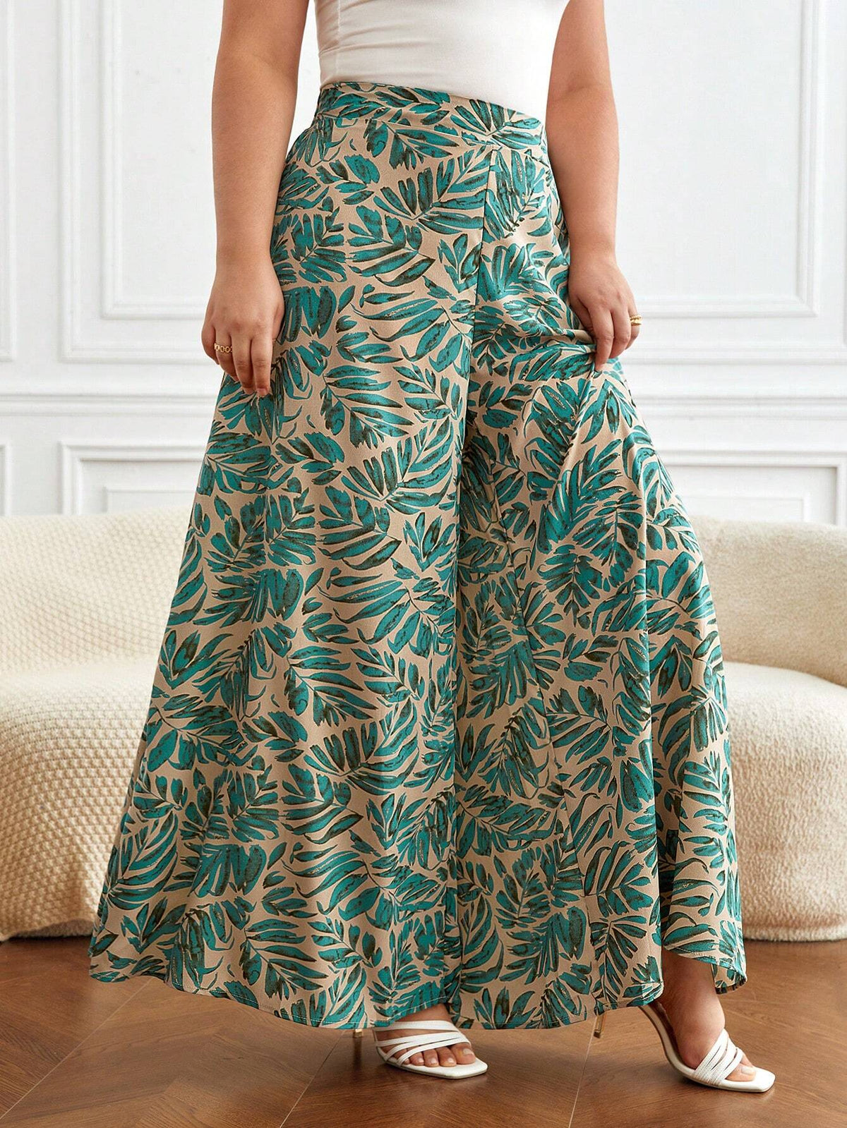 Calça Francy Plus-Size Estampa Tropical - Tiffani Moda Feminina