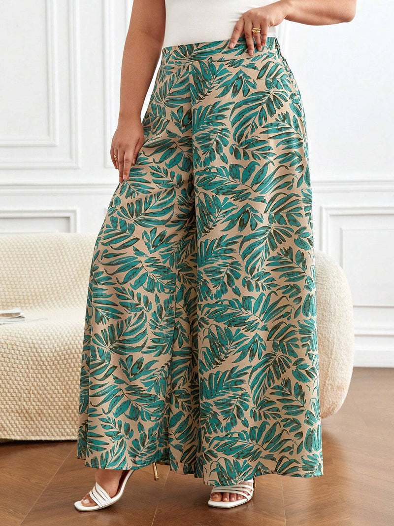 Calça Francy Plus-Size Estampa Tropical - Tiffani Moda Feminina