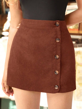 Saia Sofisticação Midi Com Detalhe De Botões Laterais - Tiffani Moda Feminina