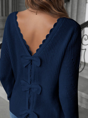 Suéter Every Com Detalhe Em Renda Guipure Laço Nas Costas - Tiffani Moda Feminina