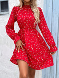 Vestido Elegância Flor de Outono de Manga Longa
