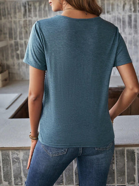 Camiseta Vivian Com Bolso Listrado - Tiffani Moda Feminina