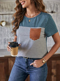 Camiseta Vivian Com Bolso Listrado - Tiffani Moda Feminina