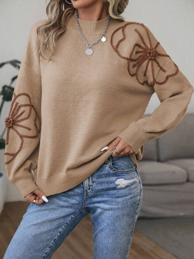 Suéter Luna Estampa Floral Ombro Caído - Tiffani Moda Feminina