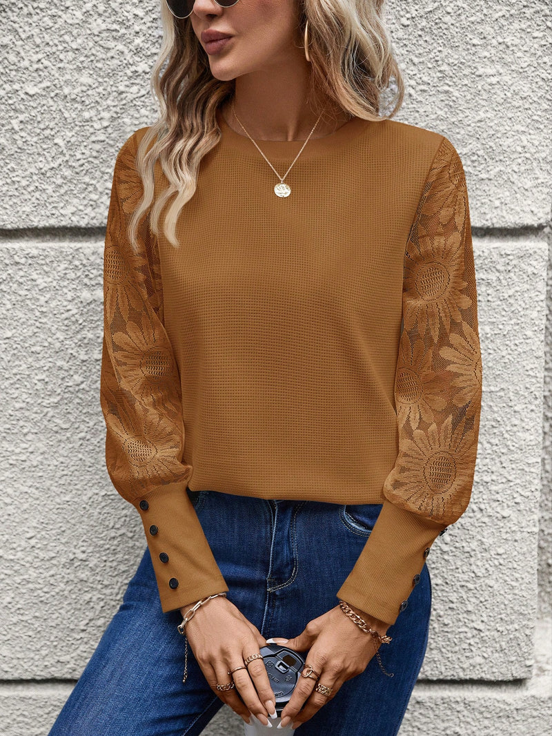 Blusa Mary Com Manga De Renda