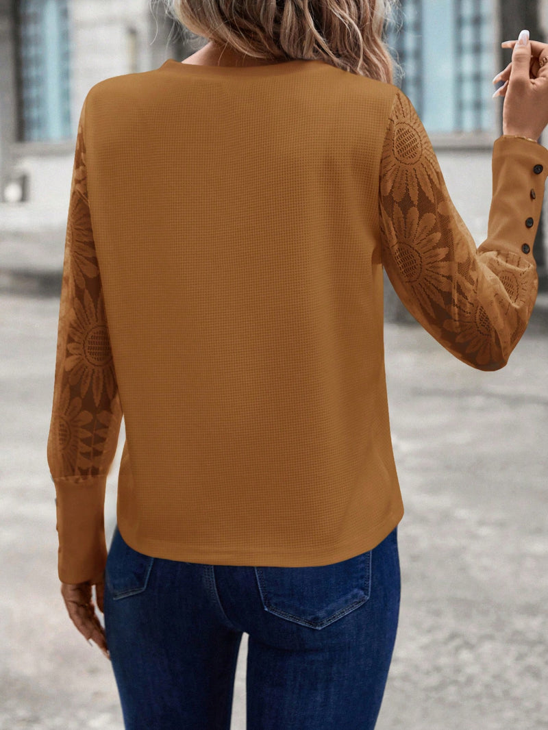 Blusa Mary Com Manga De Renda