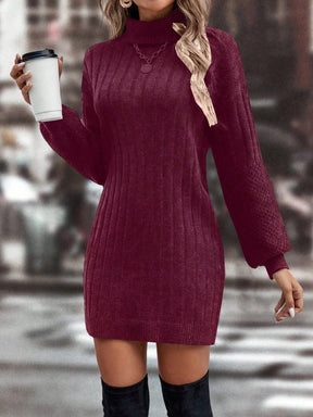 Vestido Suéter Monique De Gola Alta E Ombro Caído