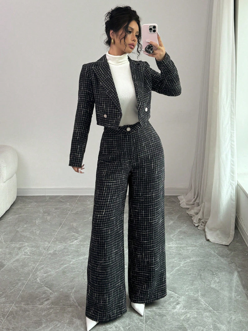 Conjunto Maisa Blazer e Calça Elagante Xadres