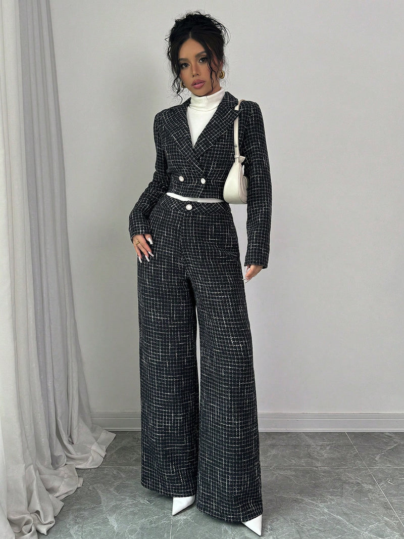 Conjunto Maisa Blazer e Calça Elagante Xadres
