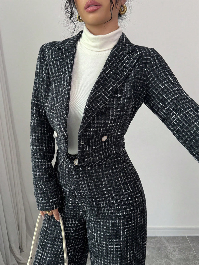 Conjunto Maisa Blazer e Calça Elagante Xadres