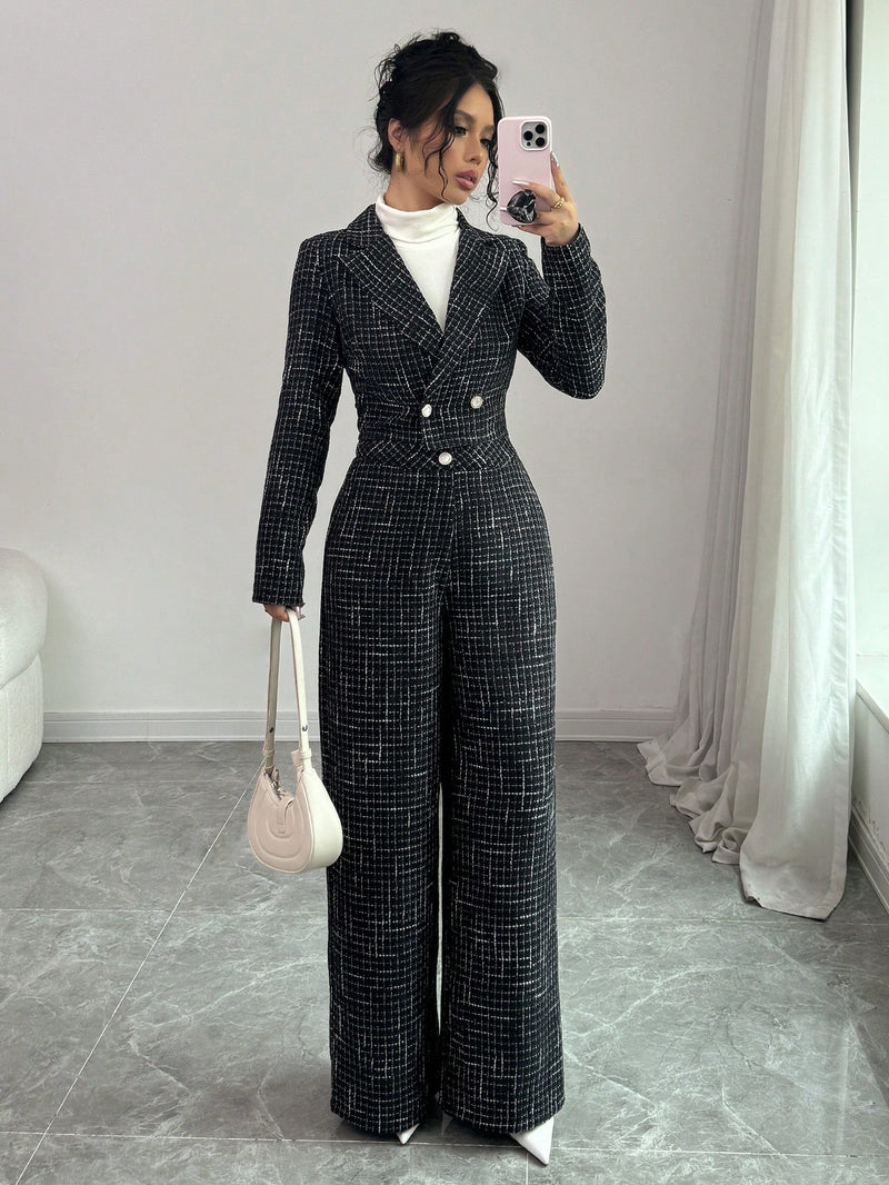 Conjunto Maisa Blazer e Calça Elagante Xadres