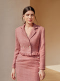 Blazer Eliana Acabamento de Franja Botão frontal Tweed
