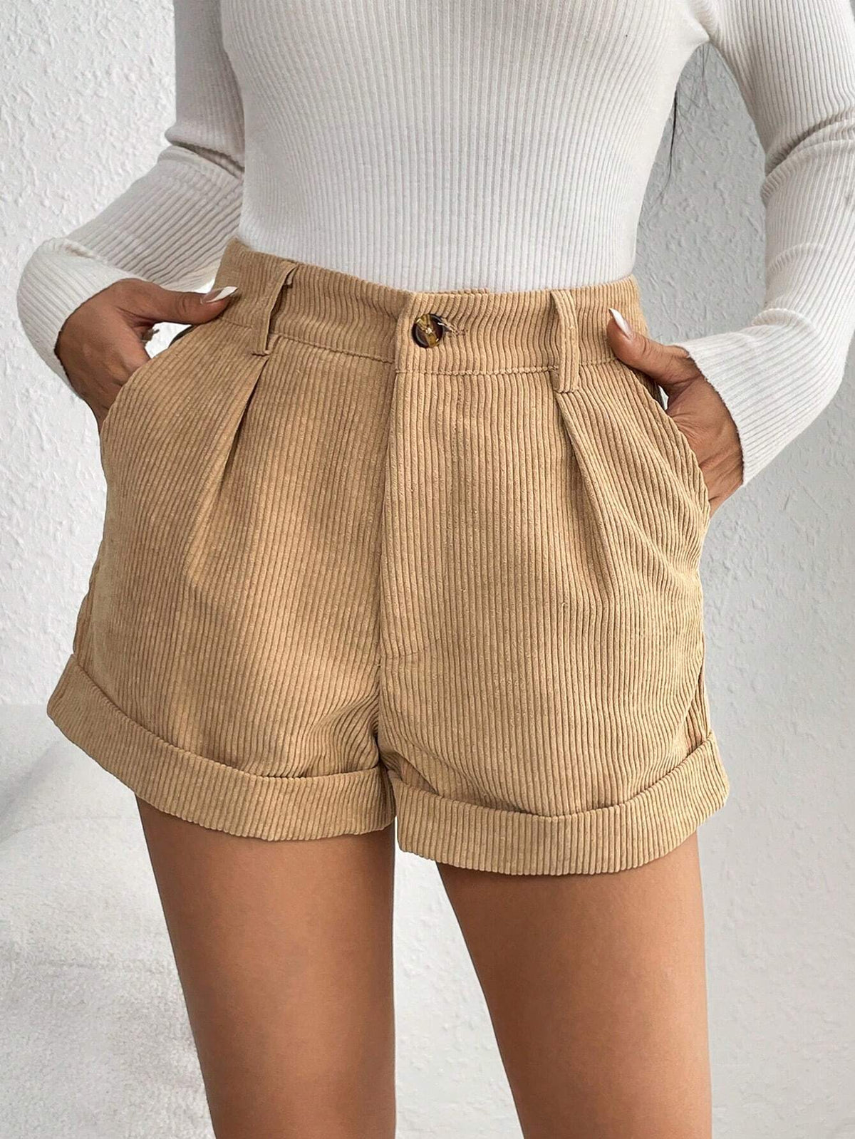 Shorts Bombazina Bainha Enrolada - Tiffani Moda Feminina