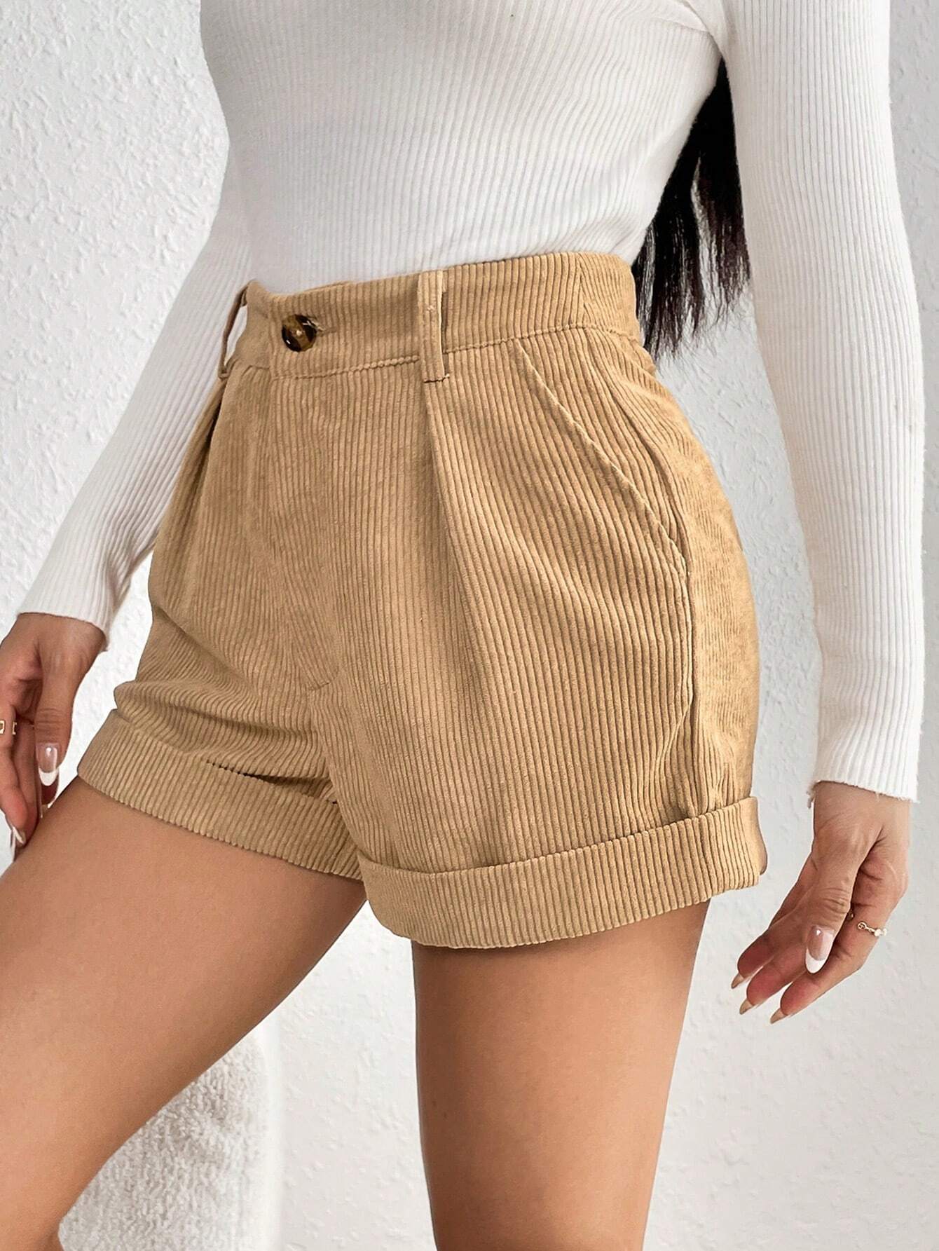 Shorts Bombazina Bainha Enrolada - Tiffani Moda Feminina