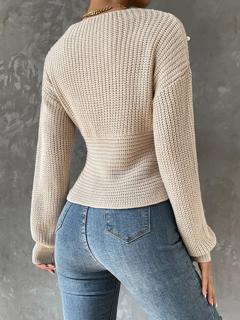 Blusa Pérolas com Ombro caído