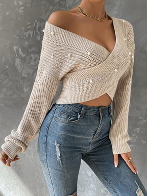Blusa Pérolas com Ombro caído