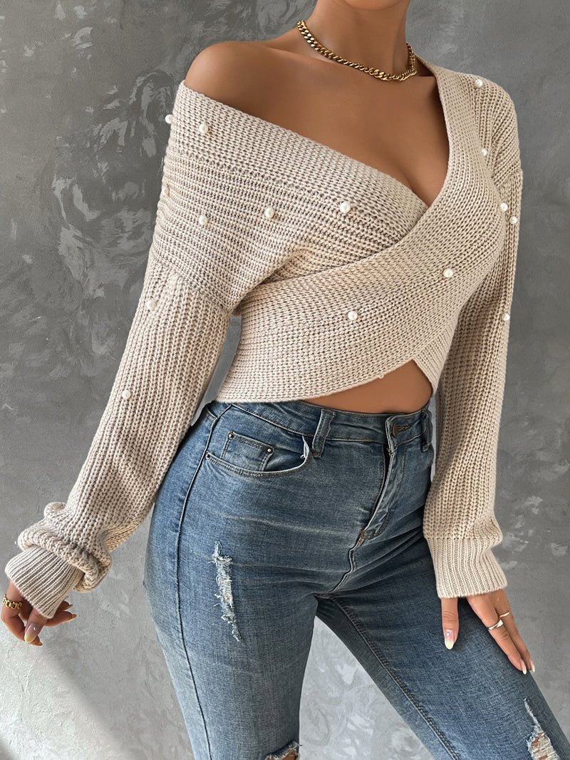 Blusa Pérolas com Ombro caído