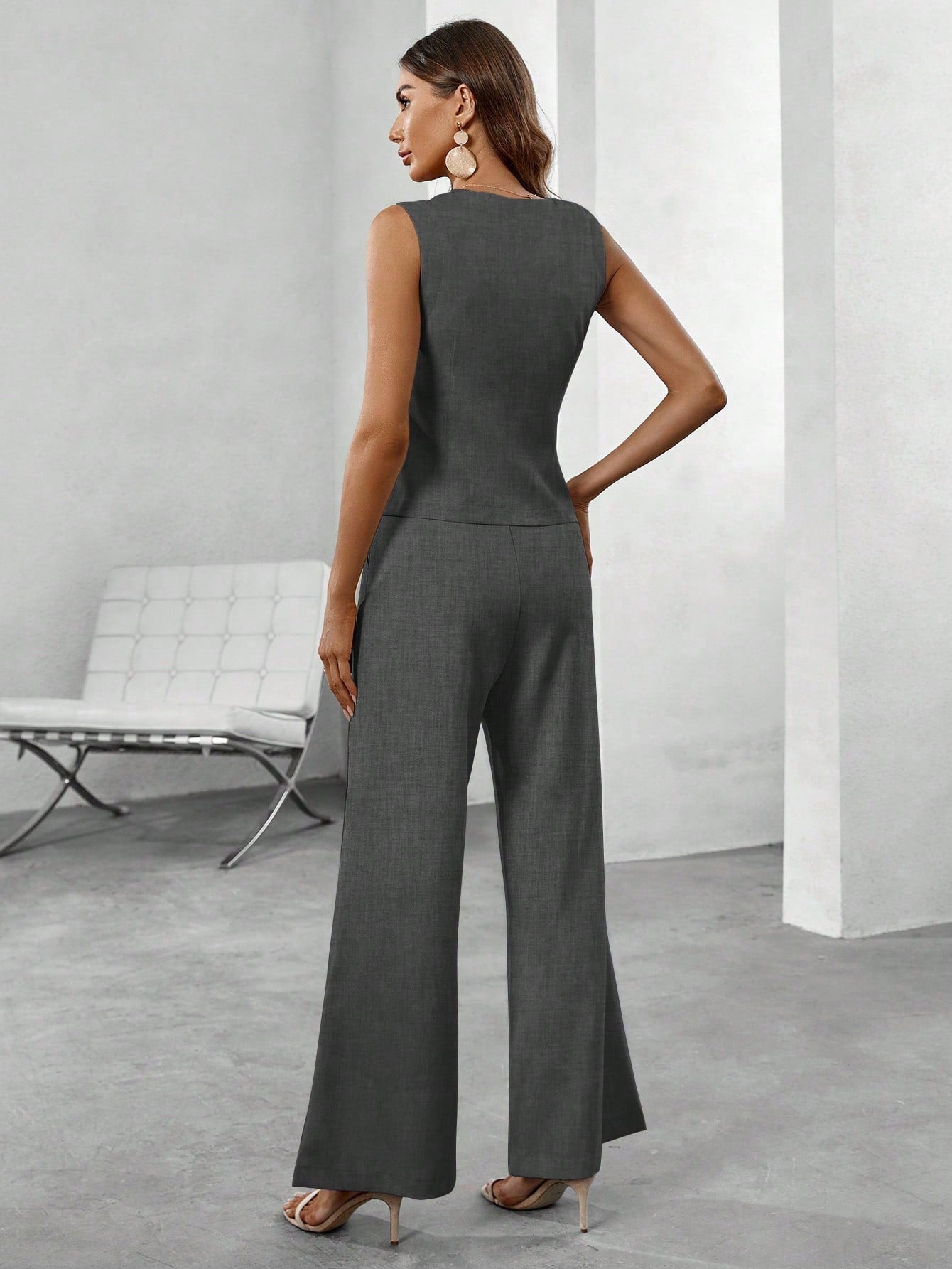 Conjunto Colete Blazer & Calças Wide leg