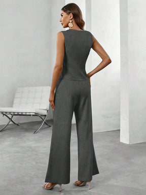 Conjunto Colete Blazer & Calças Wide leg