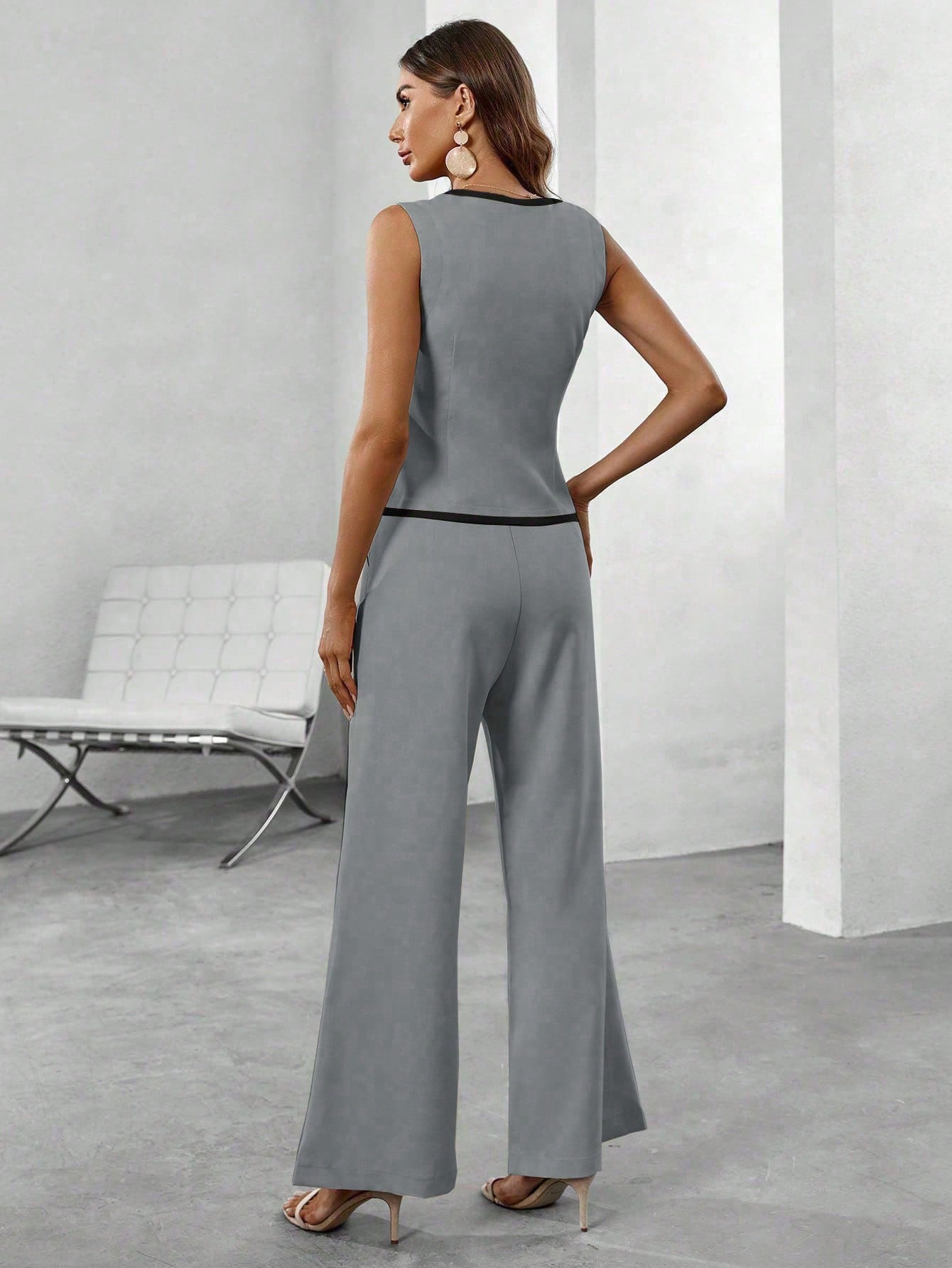Conjunto Colete Blazer & Calças Wide leg