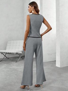 Conjunto Colete Blazer & Calças Wide leg