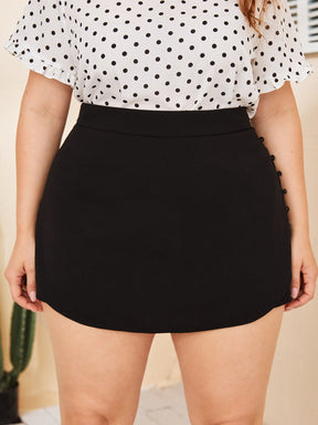 Short Privé Plus-Size Cintura Alta Detalhe Do Botão