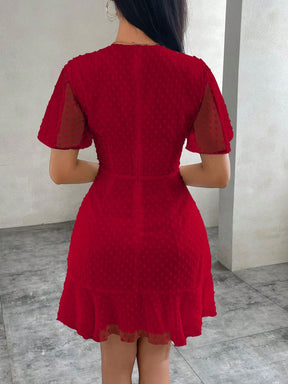 Vestido De Chiffon Com Bolinhas