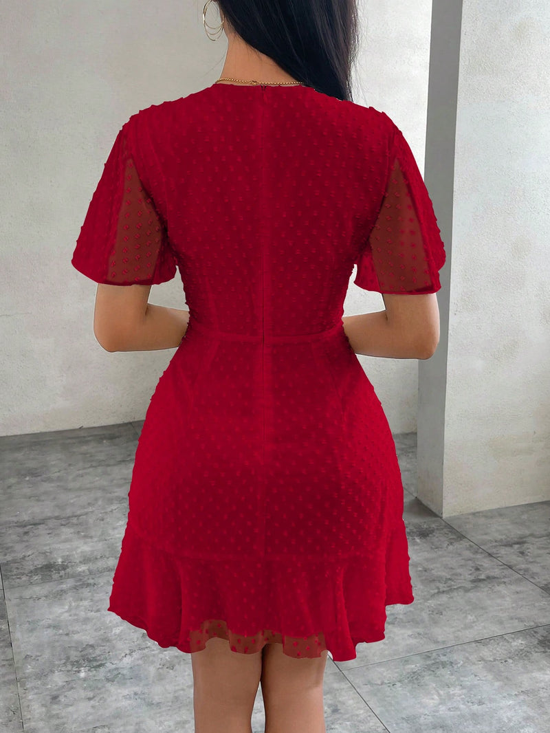 Vestido De Chiffon Com Bolinhas