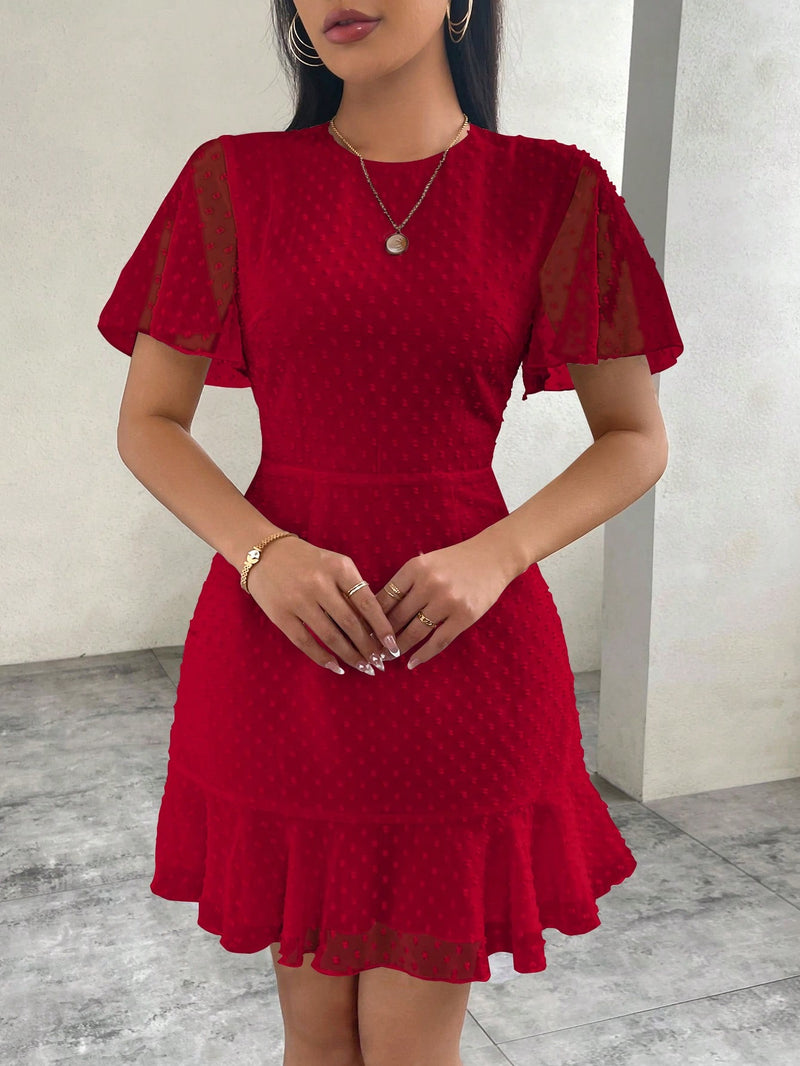 Vestido De Chiffon Com Bolinhas
