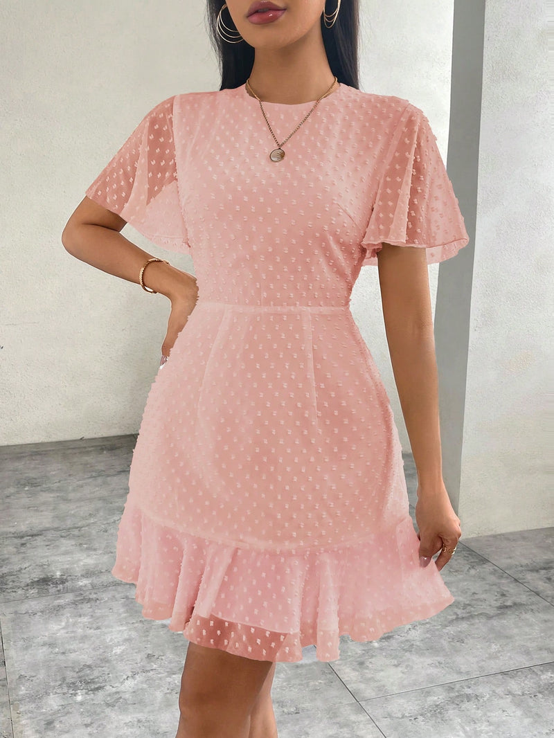 Vestido De Chiffon Com Bolinhas