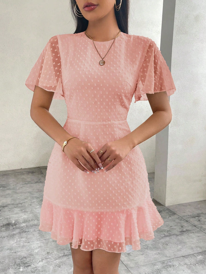 Vestido De Chiffon Com Bolinhas