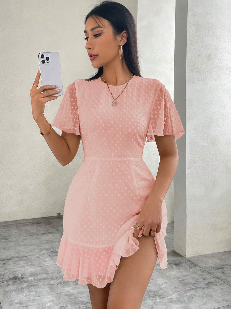 Vestido De Chiffon Com Bolinhas